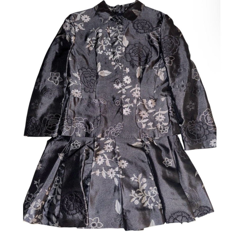 Sonia Bogner Blazer & Skirt Set Silk Floral